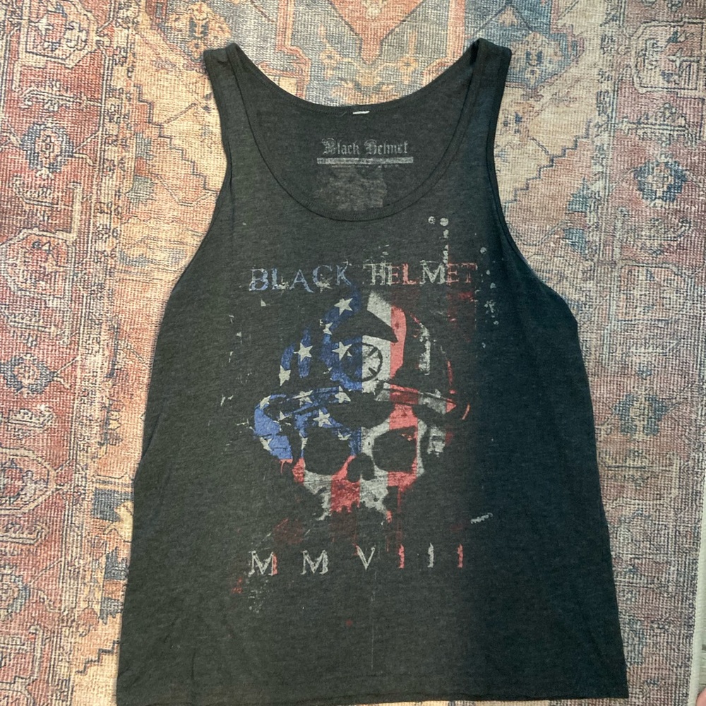 Black Helmet Fire department Flag Tank Top